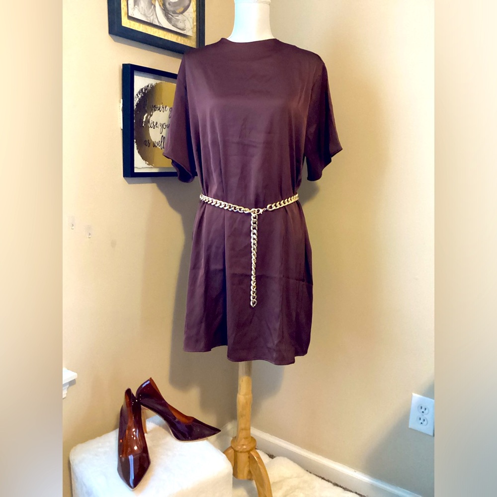 Brown short sleeved tunic dress